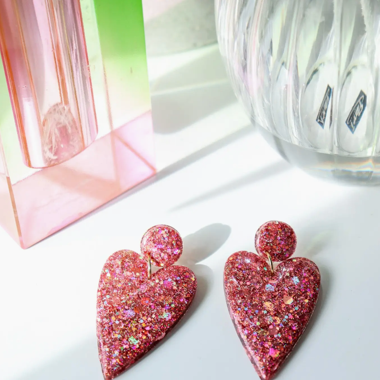 Boucles d'oreilles coeur Claire - Peach gold