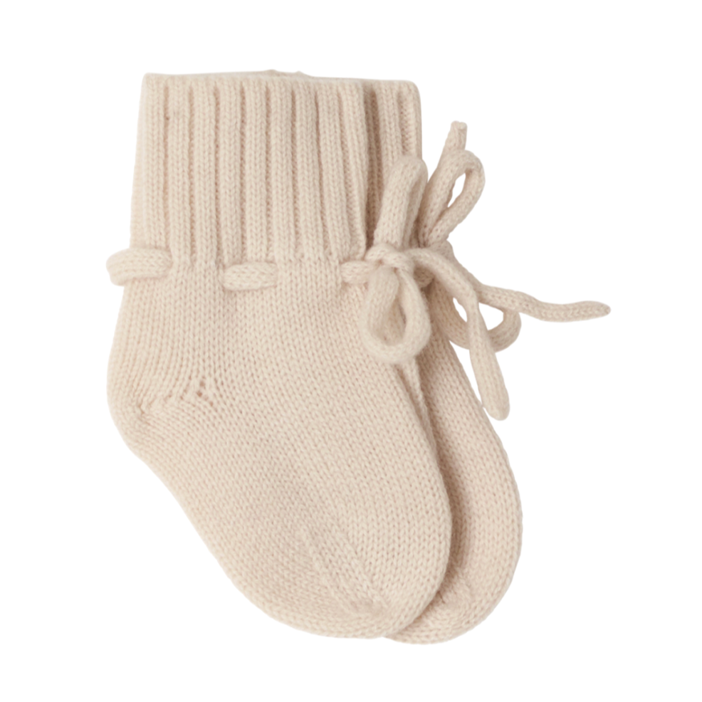 Chaussons écru & pochon - 0 à 6 mois