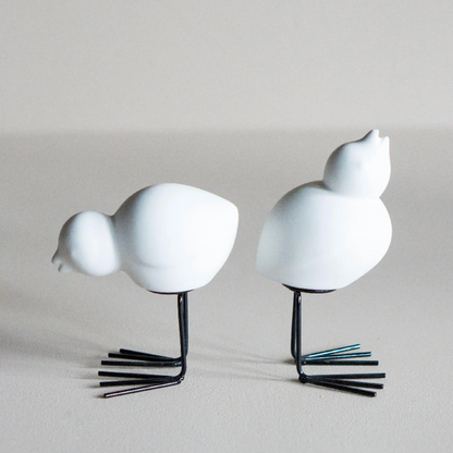Duo d'oiseaux en céramique - Blanc