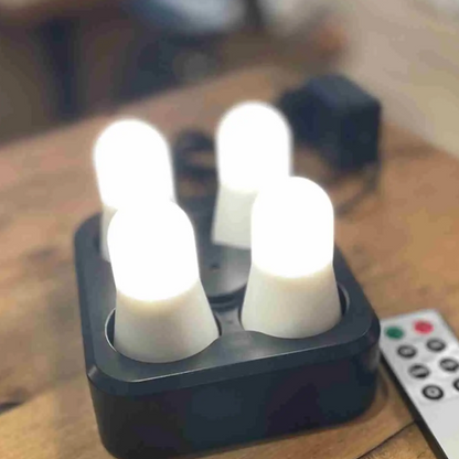 Plateau de 4 bougies led rechargeables
