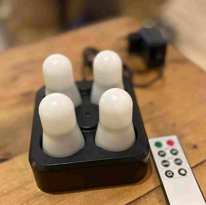 Plateau de 4 bougies led rechargeables