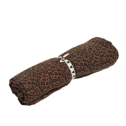 Lange/petit foulard gaze de coton - Léopard marron