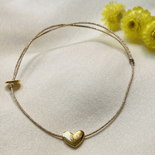 Bracelet fil lurex - Coeur doré