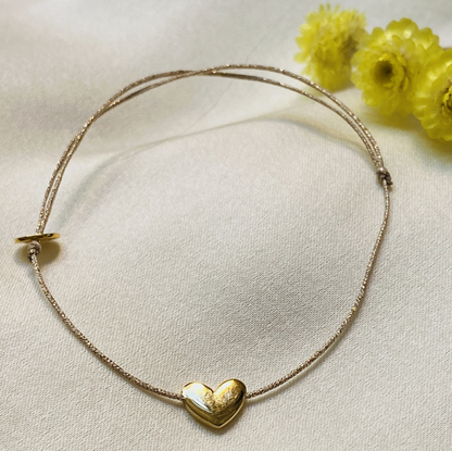 Bracelet fil lurex - Coeur doré