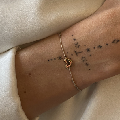 Bracelet fil lurex - Coeur doré