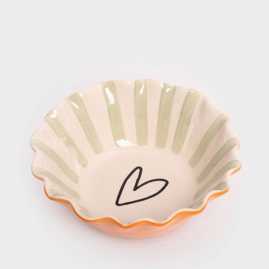 Bol ondulé rayé - Coeur