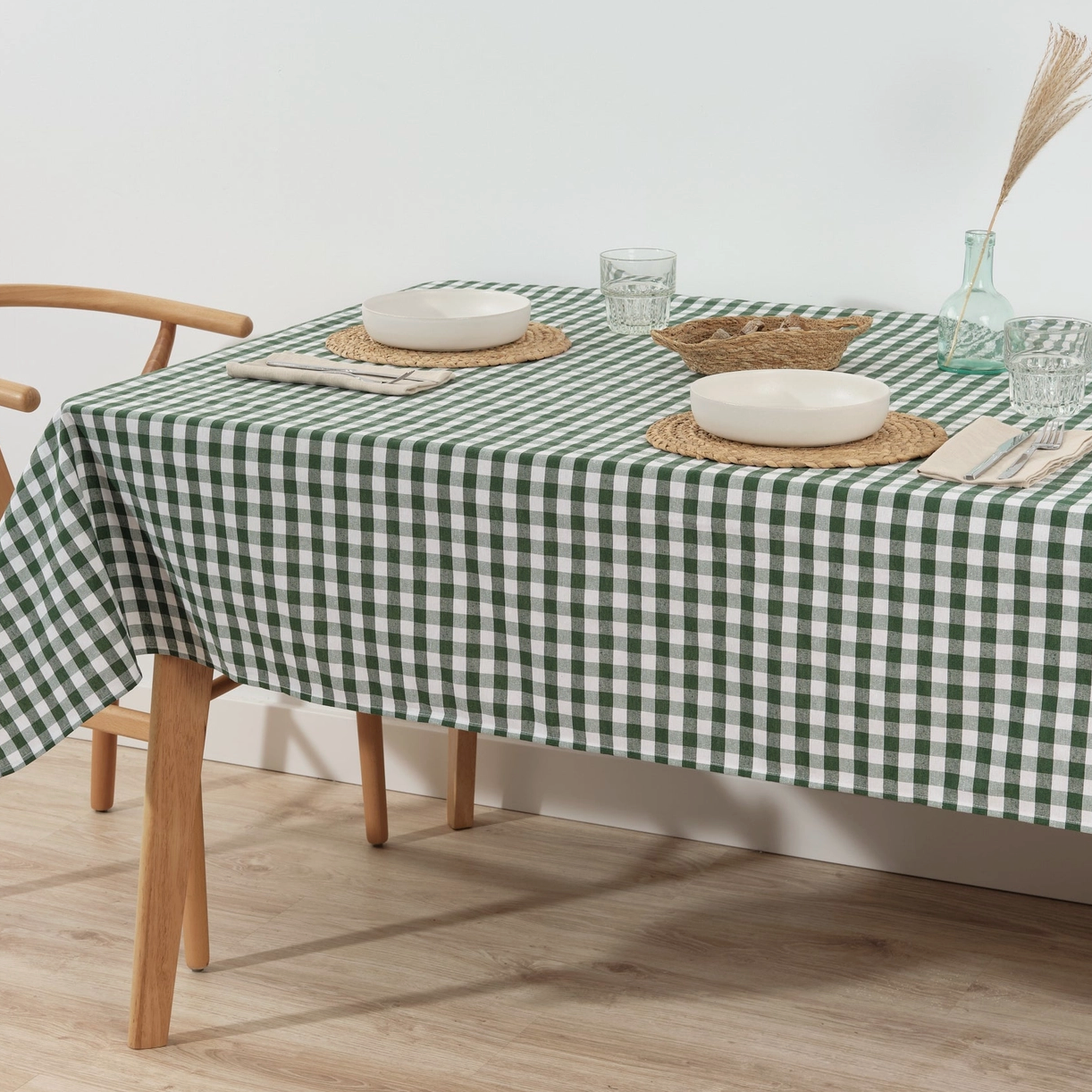 Nappe vichy verte imperméable - 140 x 250cm