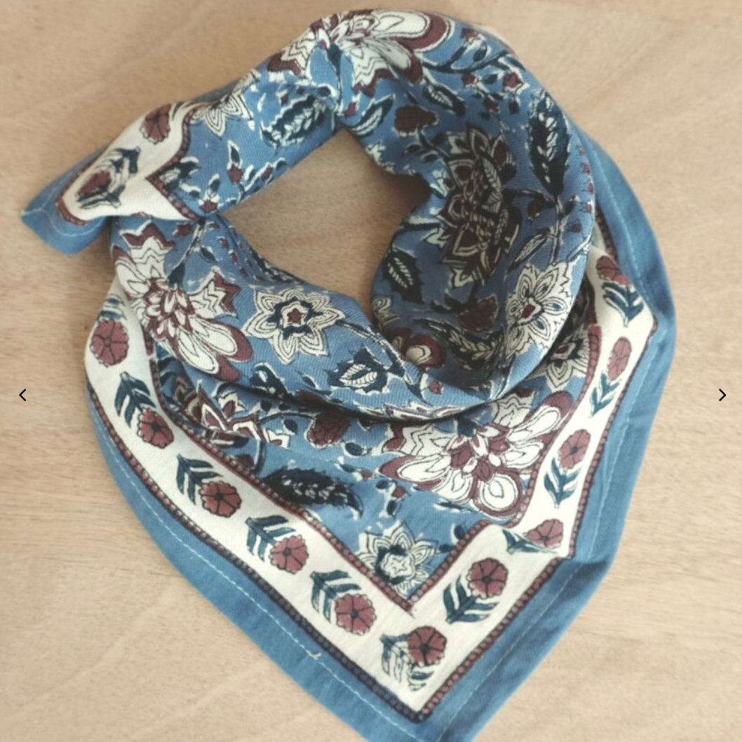 Petit foulard – Manon Bleu orage