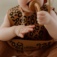 Bavoir bébé silicone léopard - Caramel