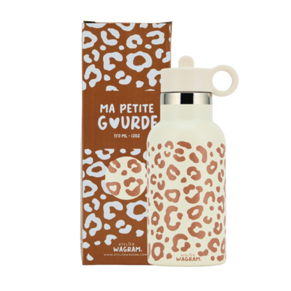 Gourde acier inoxydable léopard - Crème