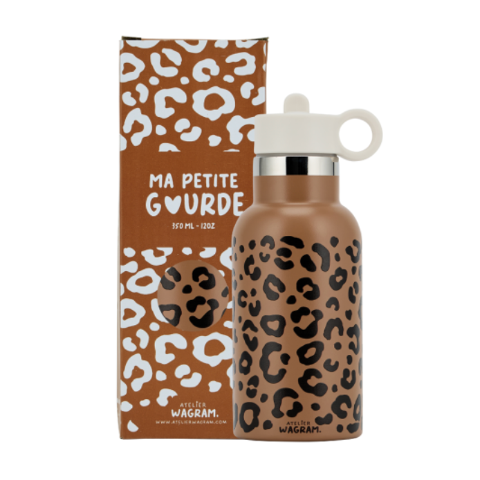 Gourde acier inoxydable léopard - Caramel