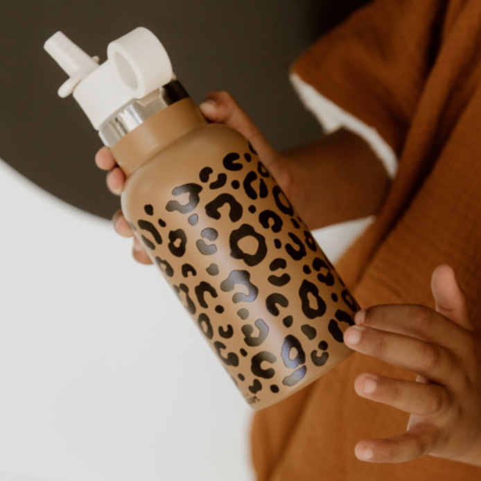 Gourde acier inoxydable léopard - Caramel