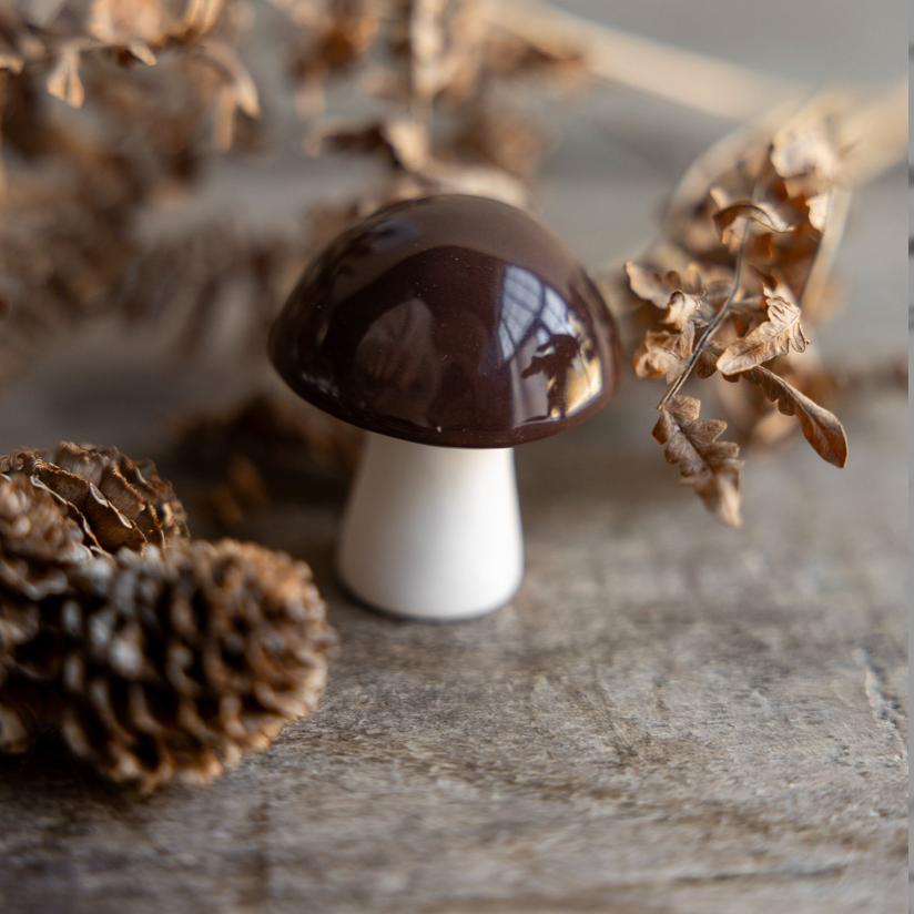 Champignon rond en céramique à poser - Marron