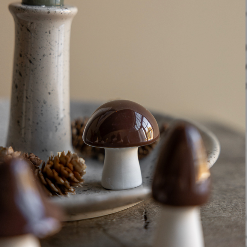 Champignon rond en céramique à poser - Marron