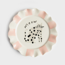 Assiette festonnée - "Meow" chat