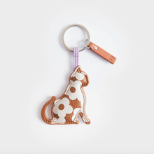 Porte-clés - Chat camel et imprimé fleurs écru