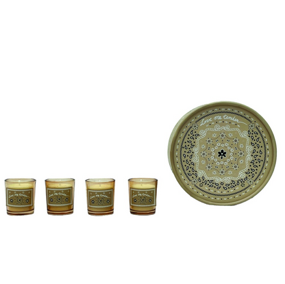 Coffret de 4 bougies bandana beige - Parfum "Jasmin étreinte"