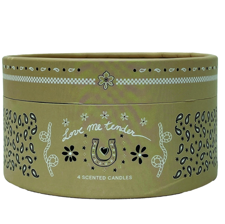 Coffret de 4 bougies bandana beige - Parfum "Jasmin étreinte"
