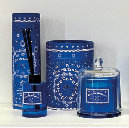Bougie cloche bandana bleu - Parfum "Figue"