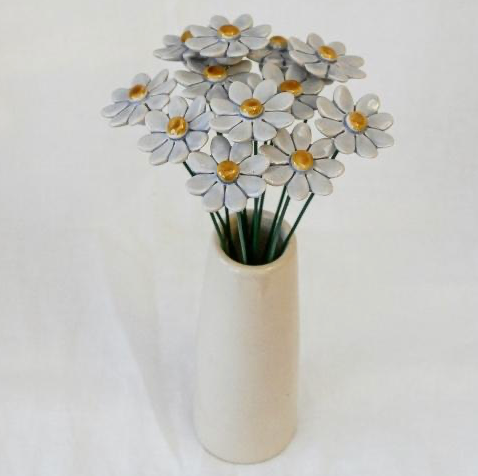 Marguerite en céramique - Bleue