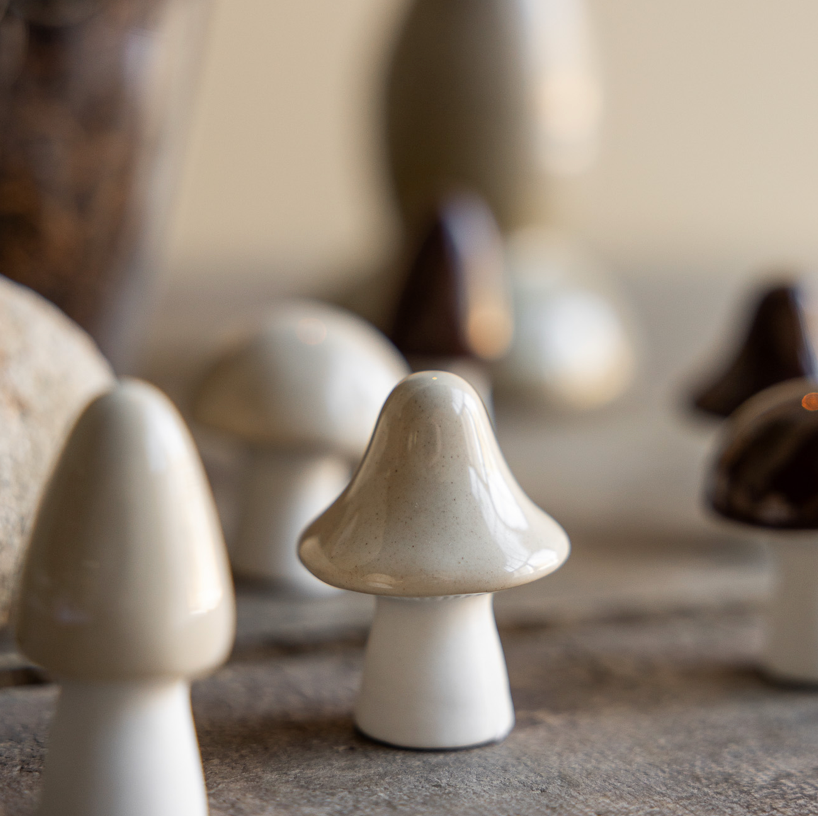Champignon large pointu en céramique à poser - Beige