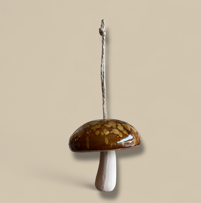 Champignon à suspendre en céramique - Marron