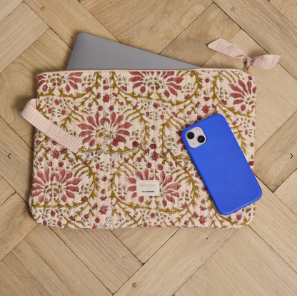 Pochette ordinateur 15' - Palmyre Rose poudré