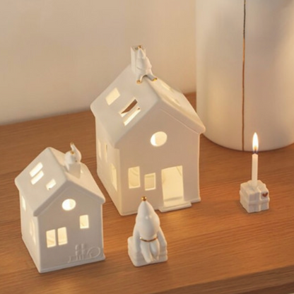 Photophore maison Père Noël - Porcelaine