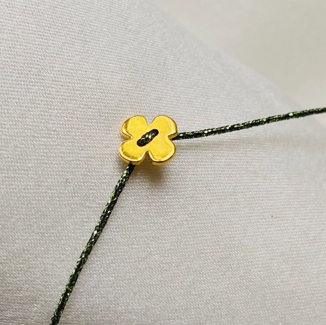 Bracelet fil lurex - Trèfle vert