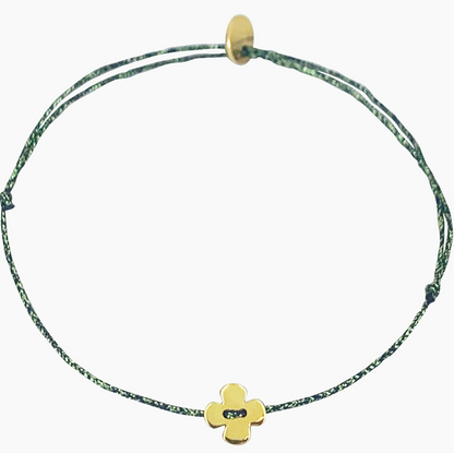 Bracelet fil lurex - Trèfle vert