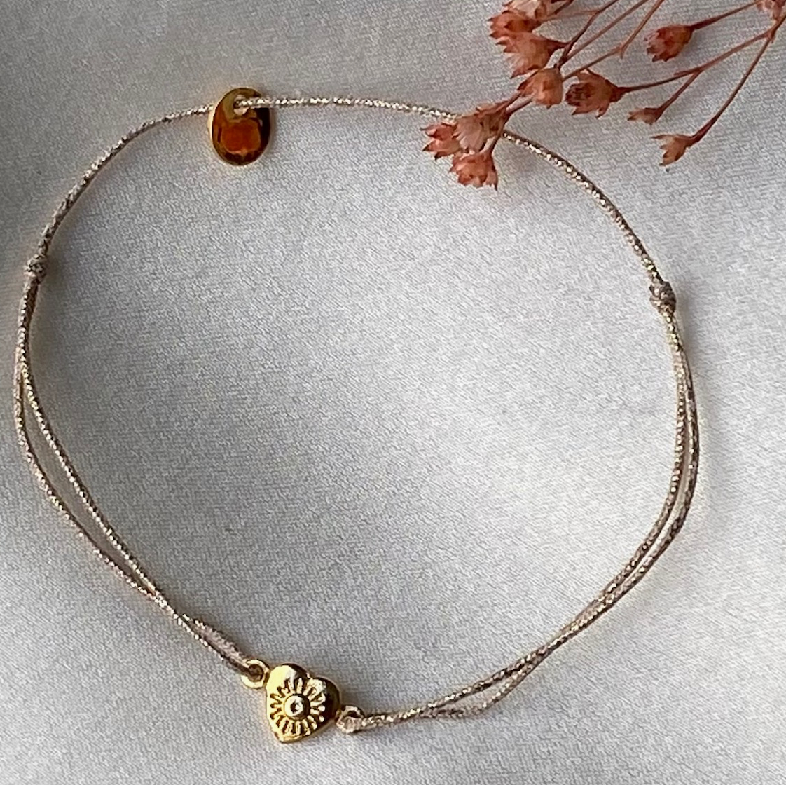 Bracelet fil lurex - Amour coeur