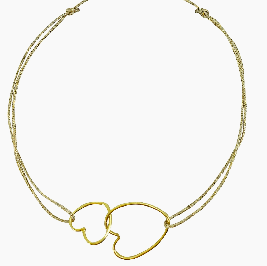 Bracelet fil lurex - Aimée coeurs entrelacés
