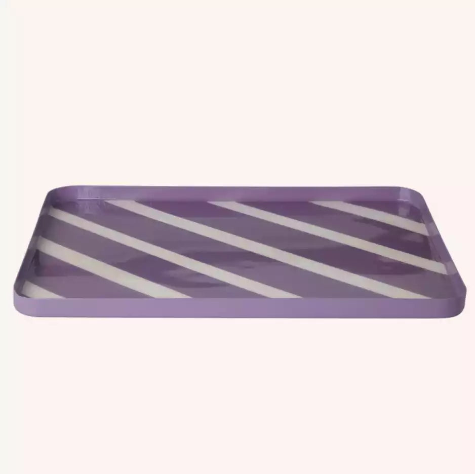 Plateau rayé - Violet et blanc