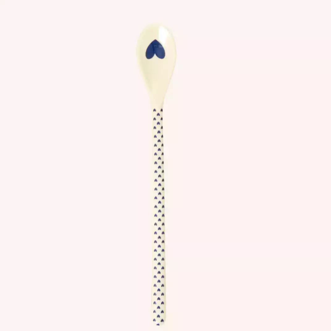 Cuillère à latte - Coeurs bleus