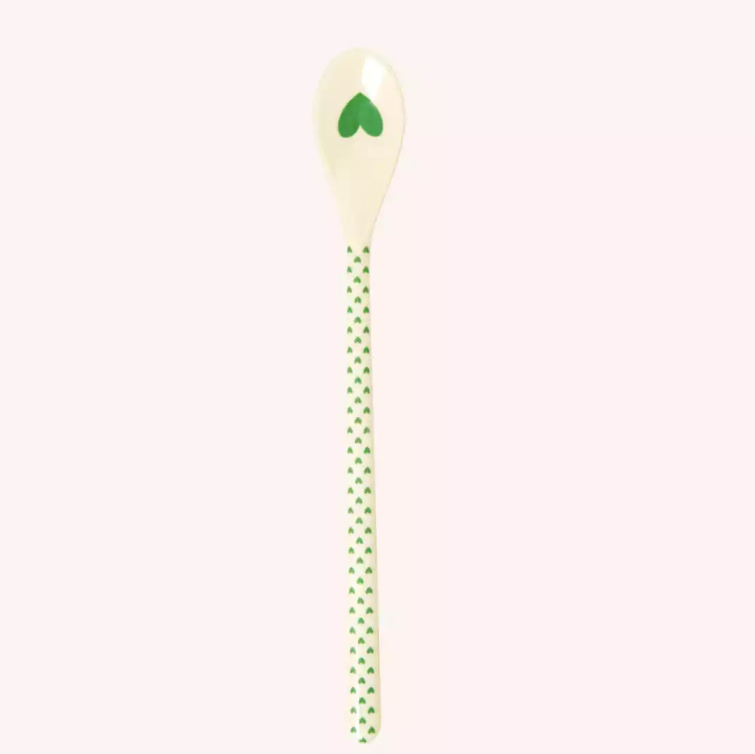 Cuillère à latte - Coeurs verts