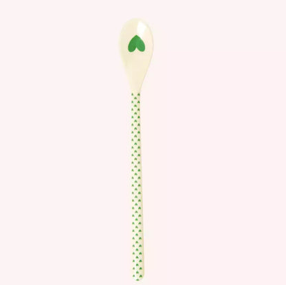Cuillère à latte - Coeurs verts