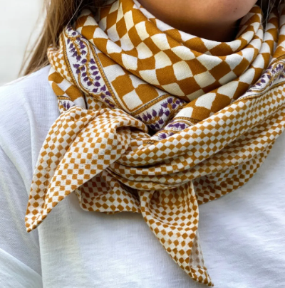 Foulard - Damier caramel