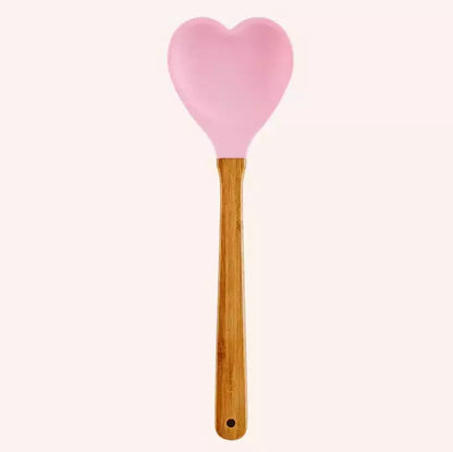 Cuillère coeur silicone - Rose pâle
