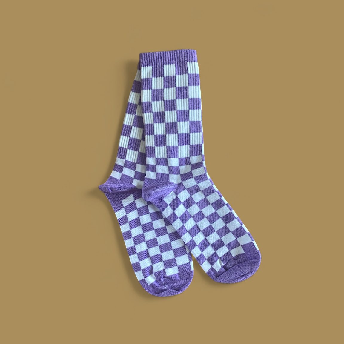 Chaussettes damier - Violet et écru
