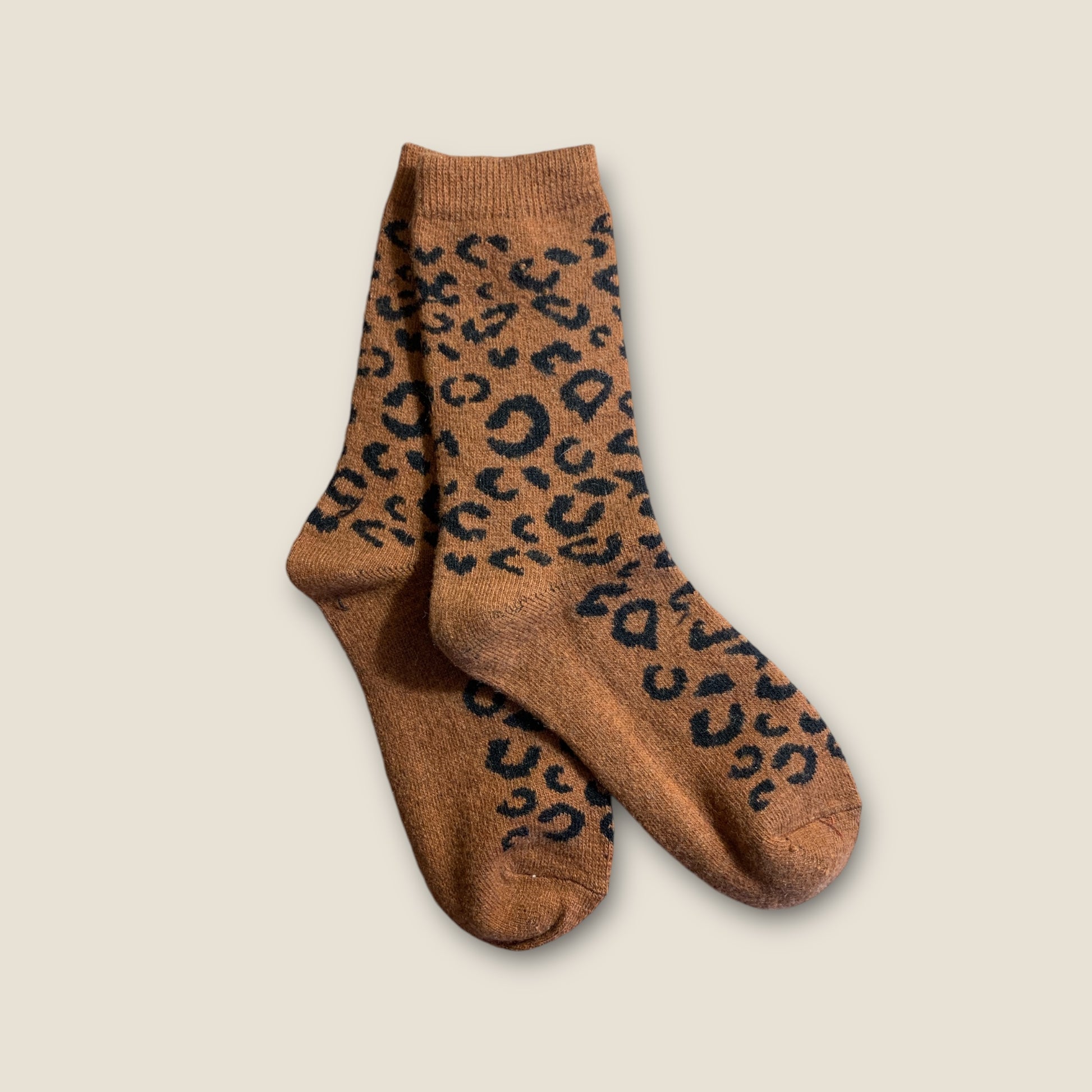 Chaussettes laine/coton - Léopard rouille