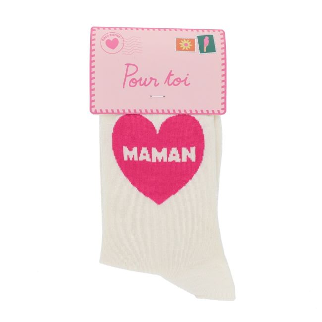 Chaussettes maman d'amour coeur rose