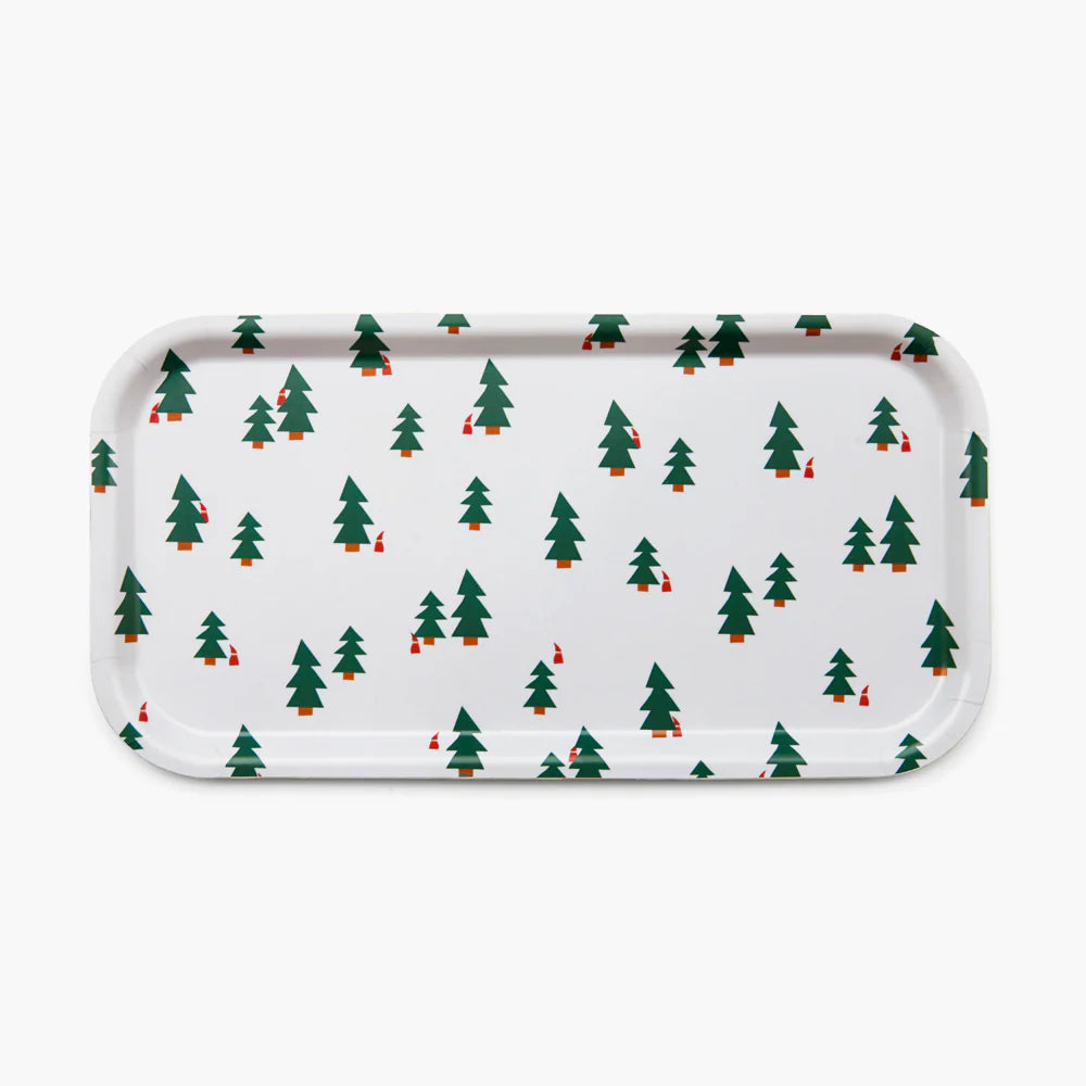 Plateau sapins  rectangle - Blanc et vert