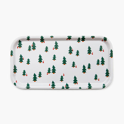 Plateau sapins  rectangle - Blanc et vert