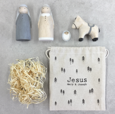 Petite crèche en bois - Pochon