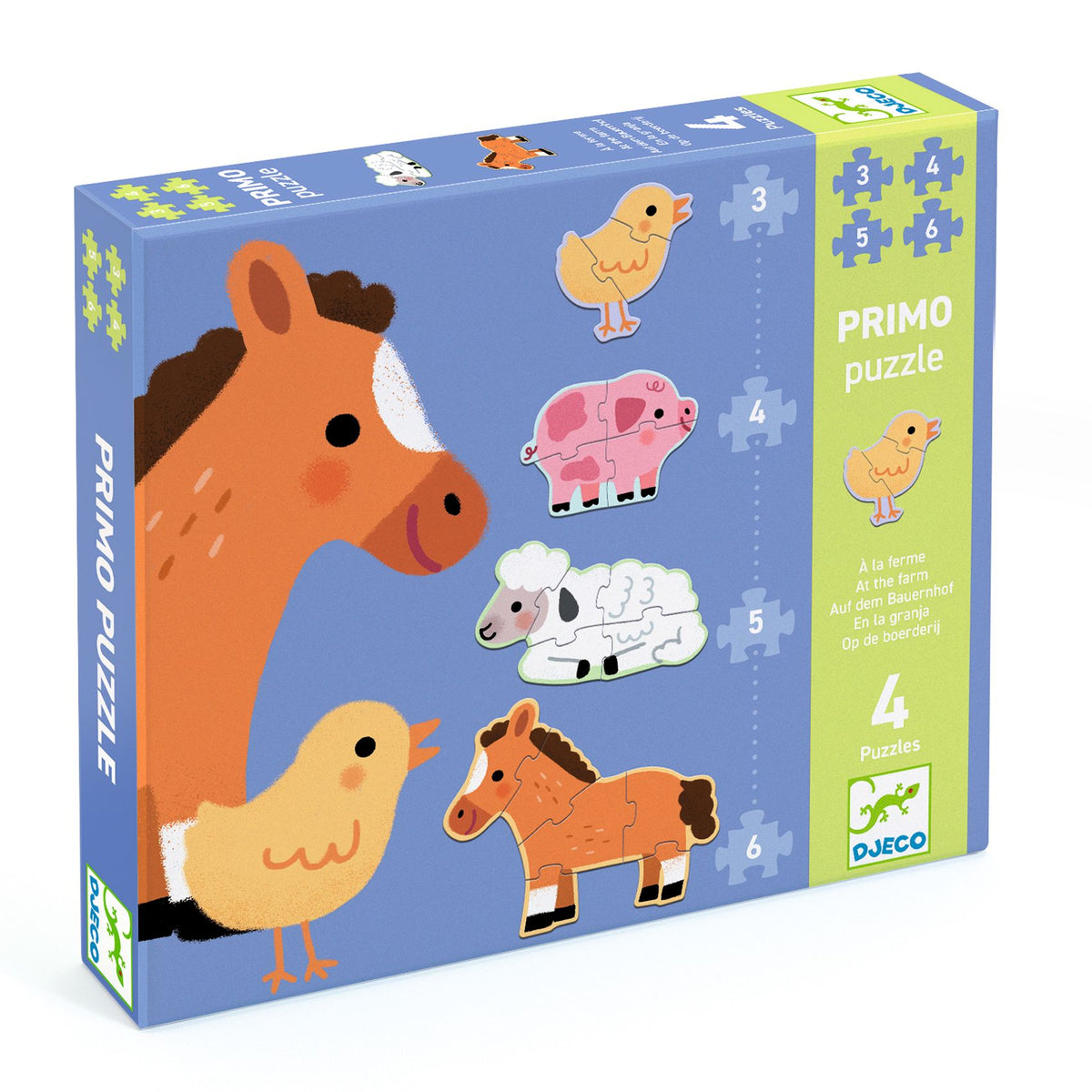 Puzzles Primo À la ferme – 3 à 6 pièces – Djeco