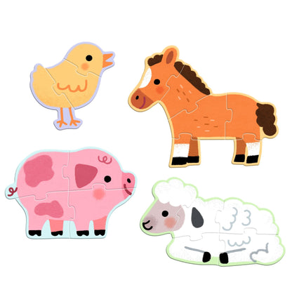 Puzzles Primo À la ferme – 3 à 6 pièces – Djeco
