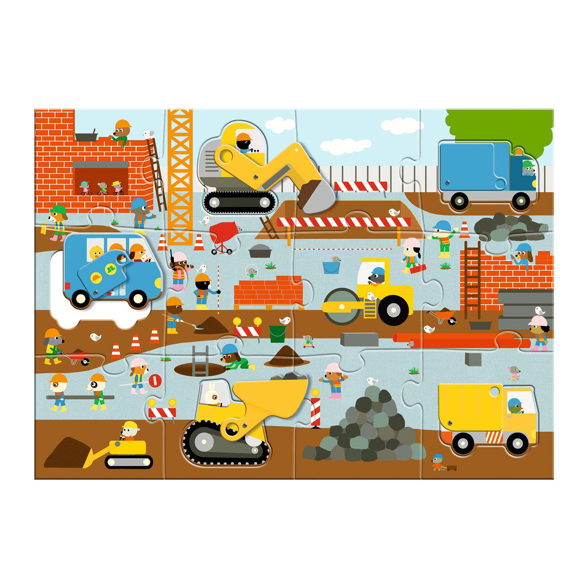 Puzzle géant Le chantier – 12 pièces – Djeco