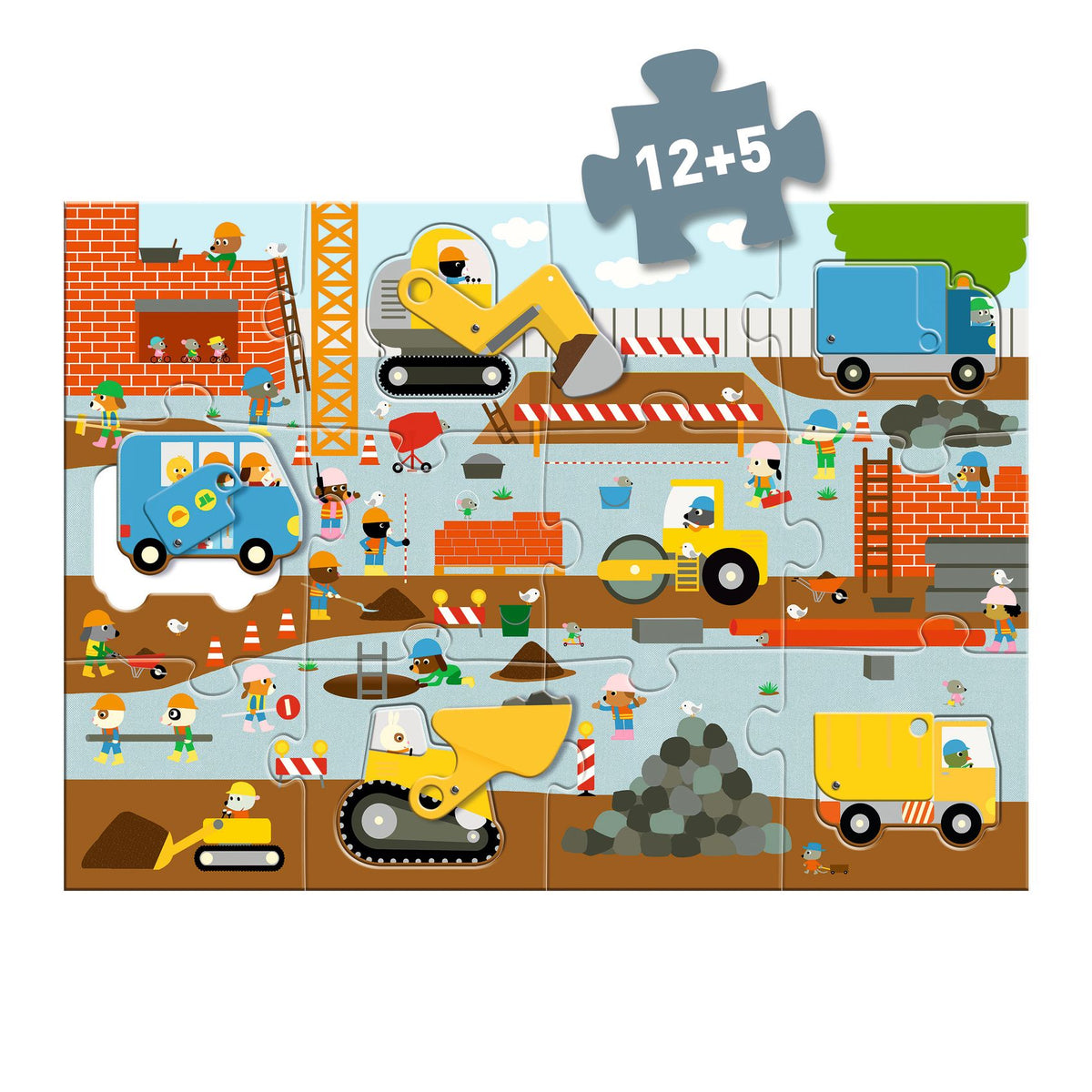 Puzzle géant Le chantier – 12 pièces – Djeco
