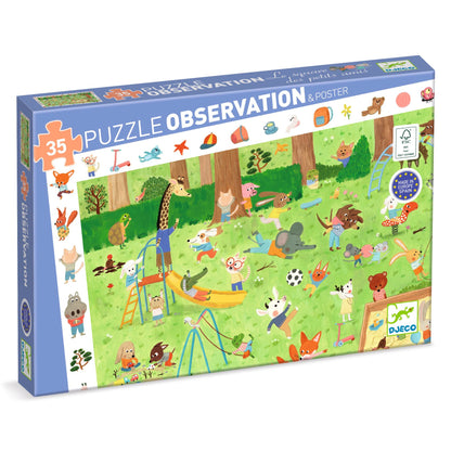 Puzzle observation Le square des petits amis – 35 pièces – Djeco