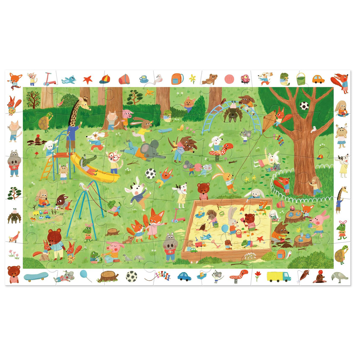 Puzzle observation Le square des petits amis – 35 pièces – Djeco